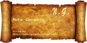 Nehr Gergely névjegykártya